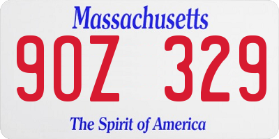 MA license plate 9OZ329