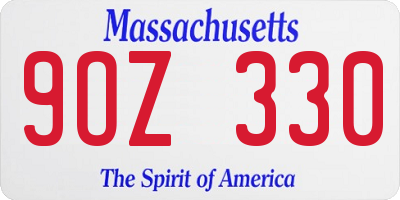 MA license plate 9OZ330