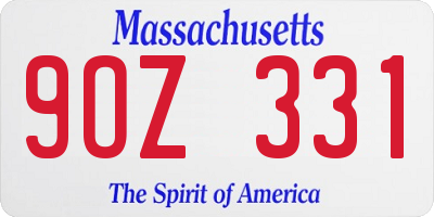 MA license plate 9OZ331