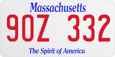 MA license plate 9OZ332