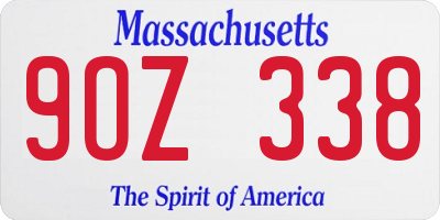 MA license plate 9OZ338