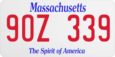 MA license plate 9OZ339