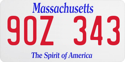 MA license plate 9OZ343