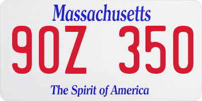 MA license plate 9OZ350