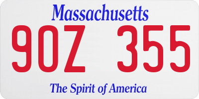 MA license plate 9OZ355