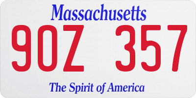 MA license plate 9OZ357