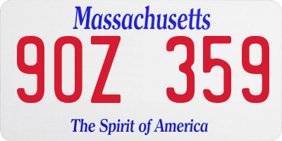 MA license plate 9OZ359