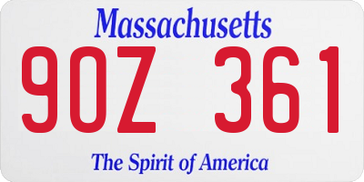 MA license plate 9OZ361