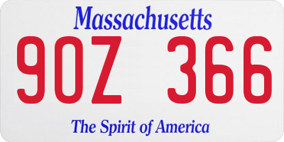MA license plate 9OZ366