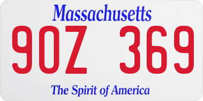 MA license plate 9OZ369
