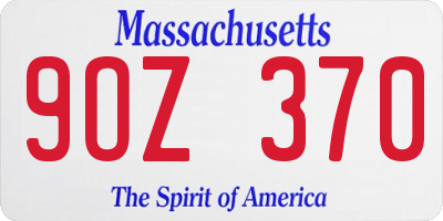 MA license plate 9OZ370