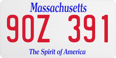 MA license plate 9OZ391