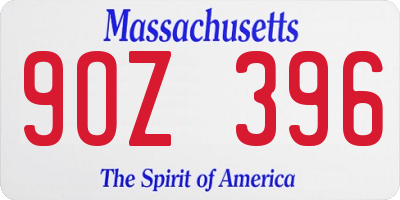 MA license plate 9OZ396
