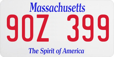 MA license plate 9OZ399