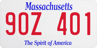 MA license plate 9OZ401