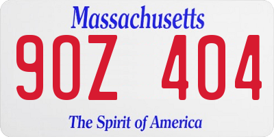 MA license plate 9OZ404