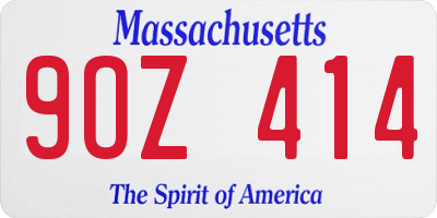 MA license plate 9OZ414