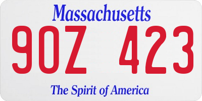MA license plate 9OZ423