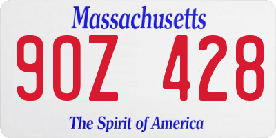 MA license plate 9OZ428