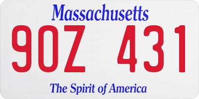 MA license plate 9OZ431