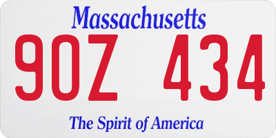 MA license plate 9OZ434