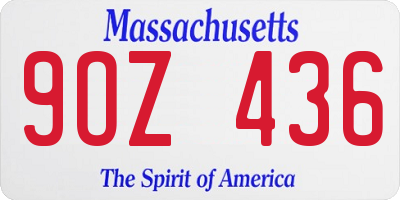 MA license plate 9OZ436