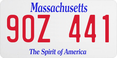MA license plate 9OZ441