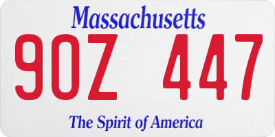 MA license plate 9OZ447
