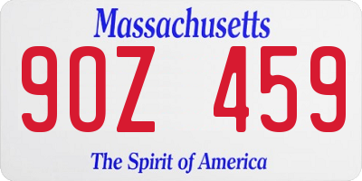 MA license plate 9OZ459