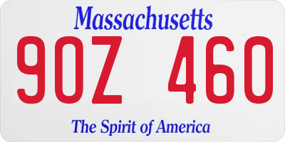 MA license plate 9OZ460