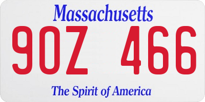 MA license plate 9OZ466