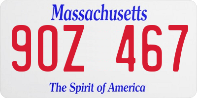 MA license plate 9OZ467