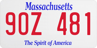 MA license plate 9OZ481
