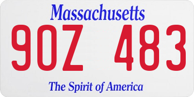 MA license plate 9OZ483