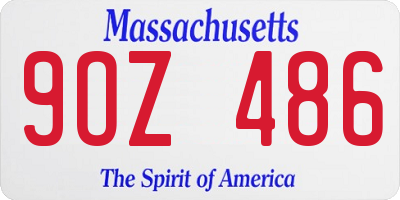MA license plate 9OZ486