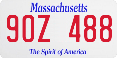 MA license plate 9OZ488