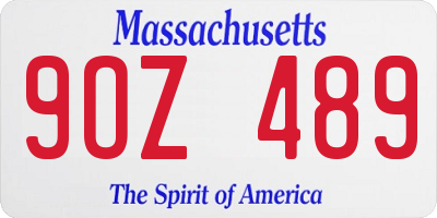 MA license plate 9OZ489