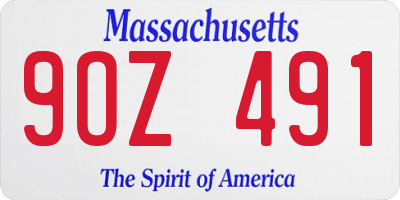 MA license plate 9OZ491