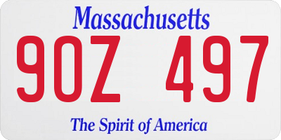 MA license plate 9OZ497