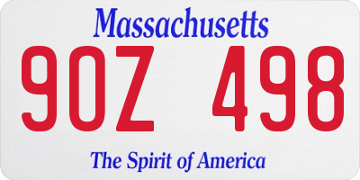 MA license plate 9OZ498