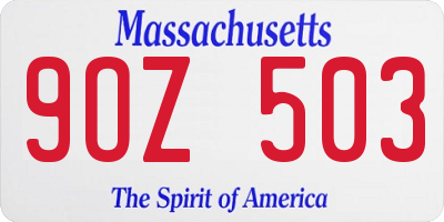 MA license plate 9OZ503