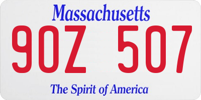 MA license plate 9OZ507