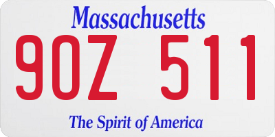 MA license plate 9OZ511