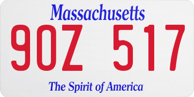 MA license plate 9OZ517