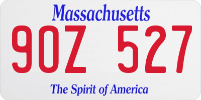 MA license plate 9OZ527