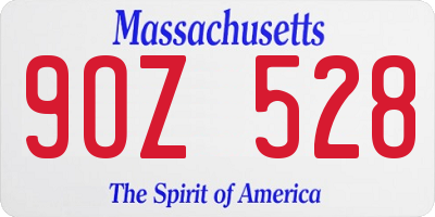 MA license plate 9OZ528