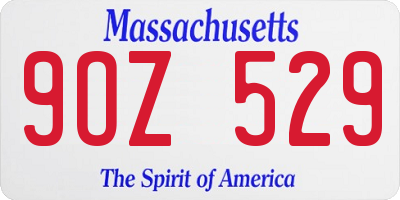 MA license plate 9OZ529
