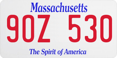 MA license plate 9OZ530