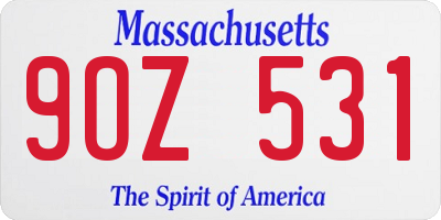 MA license plate 9OZ531
