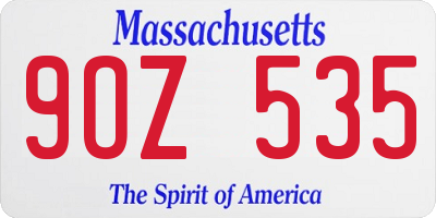 MA license plate 9OZ535